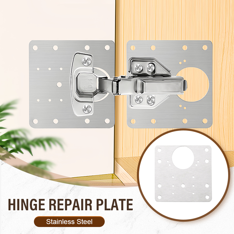 🔧 LIMITED-TIME 49% OFF 🚪 Stainless Steel Hinge Repair Plate — Fix Loose Cabinet Doors Fast, No Replacement