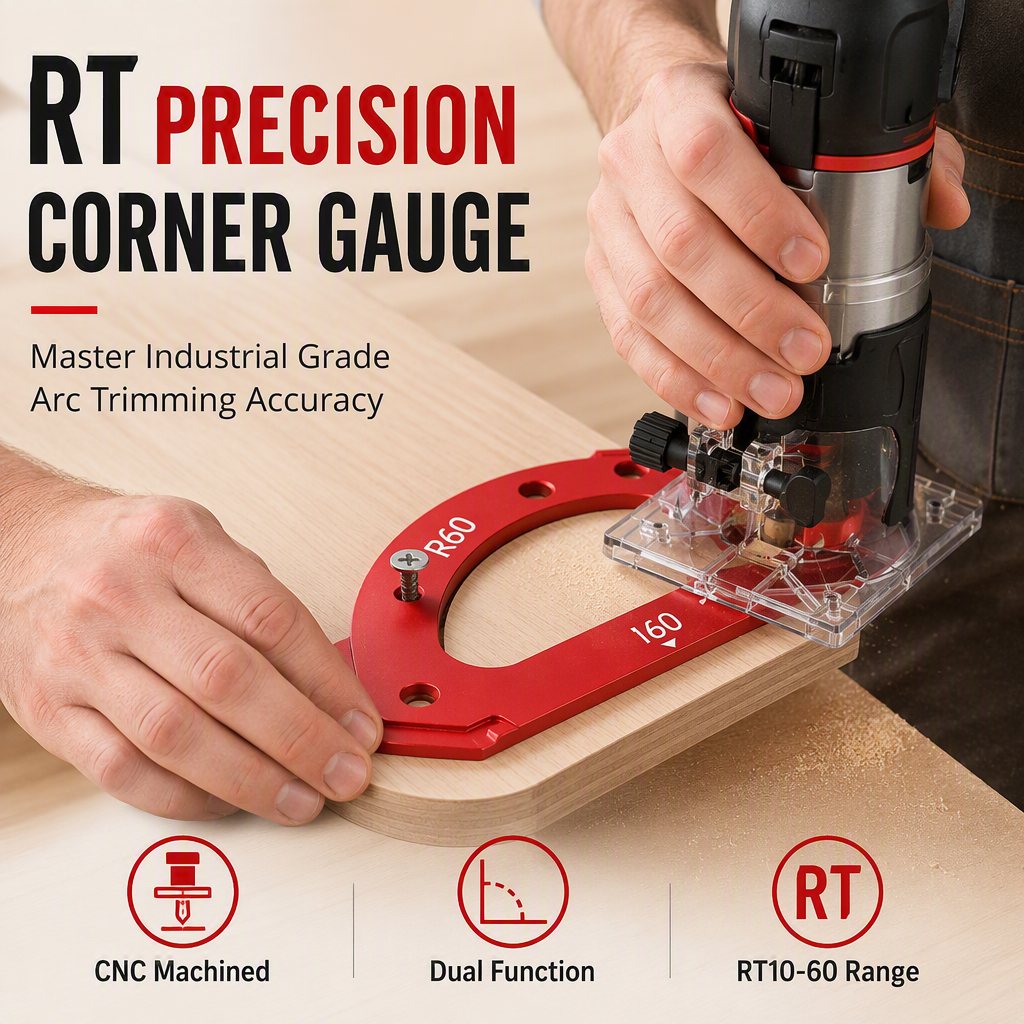 🔨  LIMITED-TIME 49% OFF! ✨ Woodworking Router Template Round Corner Jig – Anti-Slip, Precise 🛠️