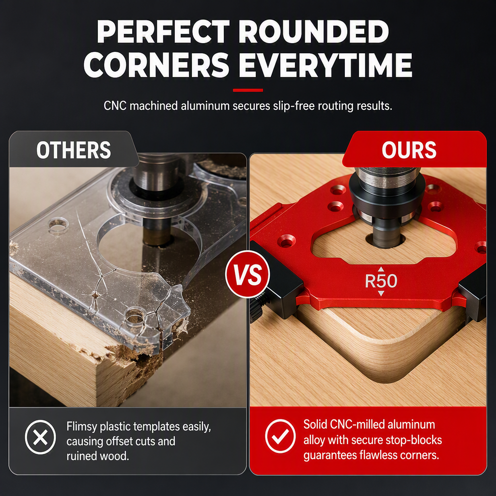 🔨  LIMITED-TIME 49% OFF! ✨ Woodworking Router Template Round Corner Jig – Anti-Slip, Precise 🛠️