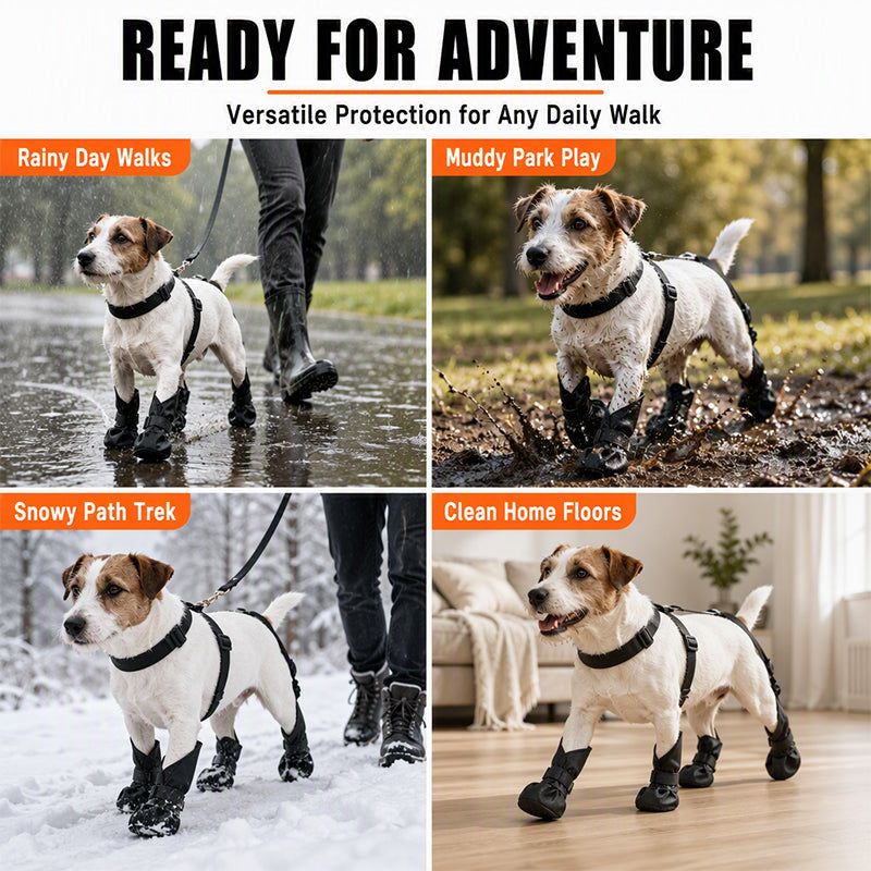 ⏰🐕Hot Sale 49% OFF💦Waterproof Anti-Drop Dog Boots with Adjustable Harness Suspender