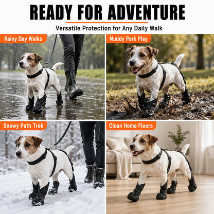 ⏰🐕Hot Sale 49% OFF💦Waterproof Anti-Drop Dog Boots with Adjustable Harness Suspender