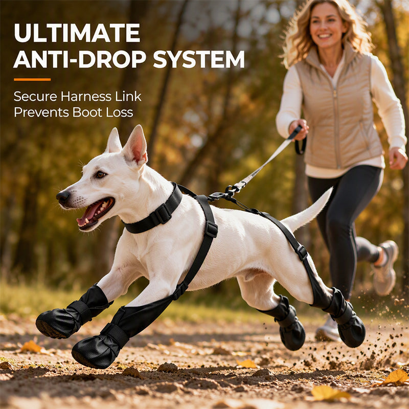 ⏰🐕Hot Sale 49% OFF💦Waterproof Anti-Drop Dog Boots with Adjustable Harness Suspender