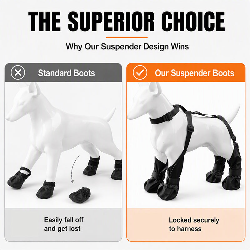 ⏰🐕Hot Sale 49% OFF💦Waterproof Anti-Drop Dog Boots with Adjustable Harness Suspender