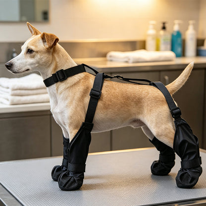 ⏰🐕Hot Sale 49% OFF💦Waterproof Anti-Drop Dog Boots with Adjustable Harness Suspender