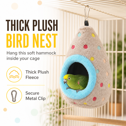 🥚 LIMITED-TIME 49% OFF! ⚡ Hanging Cotton Bird Nest Hammock – Double-Layer Fleece Warm Cave For Small Birds ✨