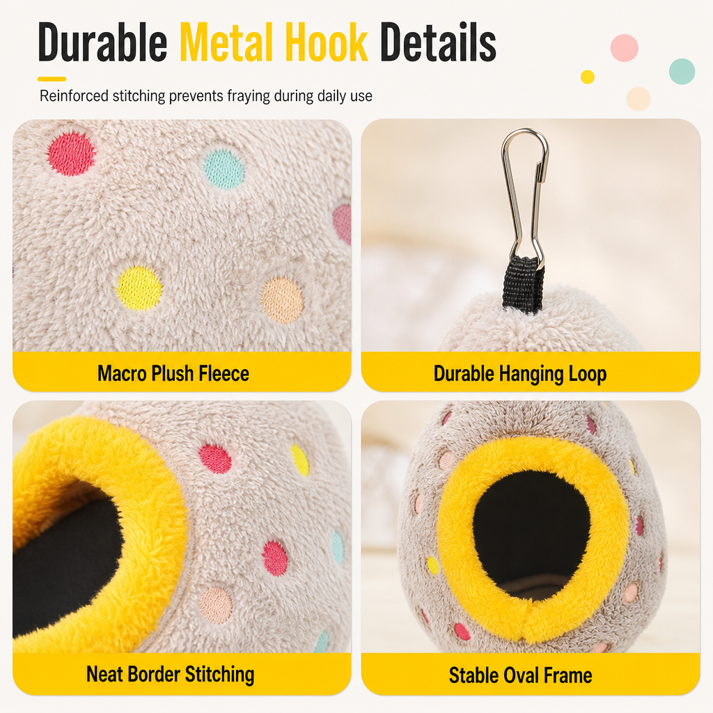 🥚 LIMITED-TIME 49% OFF! ⚡ Hanging Cotton Bird Nest Hammock – Double-Layer Fleece Warm Cave For Small Birds ✨