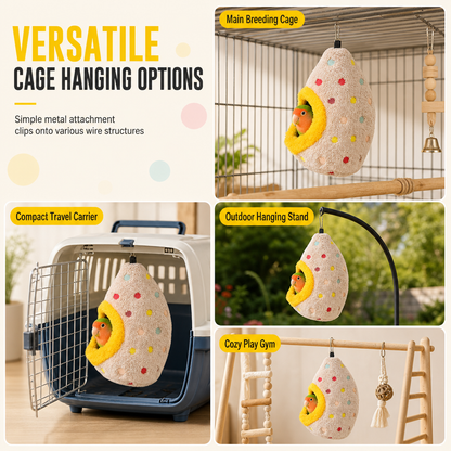 🥚 LIMITED-TIME 49% OFF! ⚡ Hanging Cotton Bird Nest Hammock – Double-Layer Fleece Warm Cave For Small Birds ✨