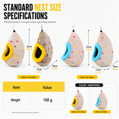🥚 LIMITED-TIME 49% OFF! ⚡ Hanging Cotton Bird Nest Hammock – Double-Layer Fleece Warm Cave For Small Birds ✨