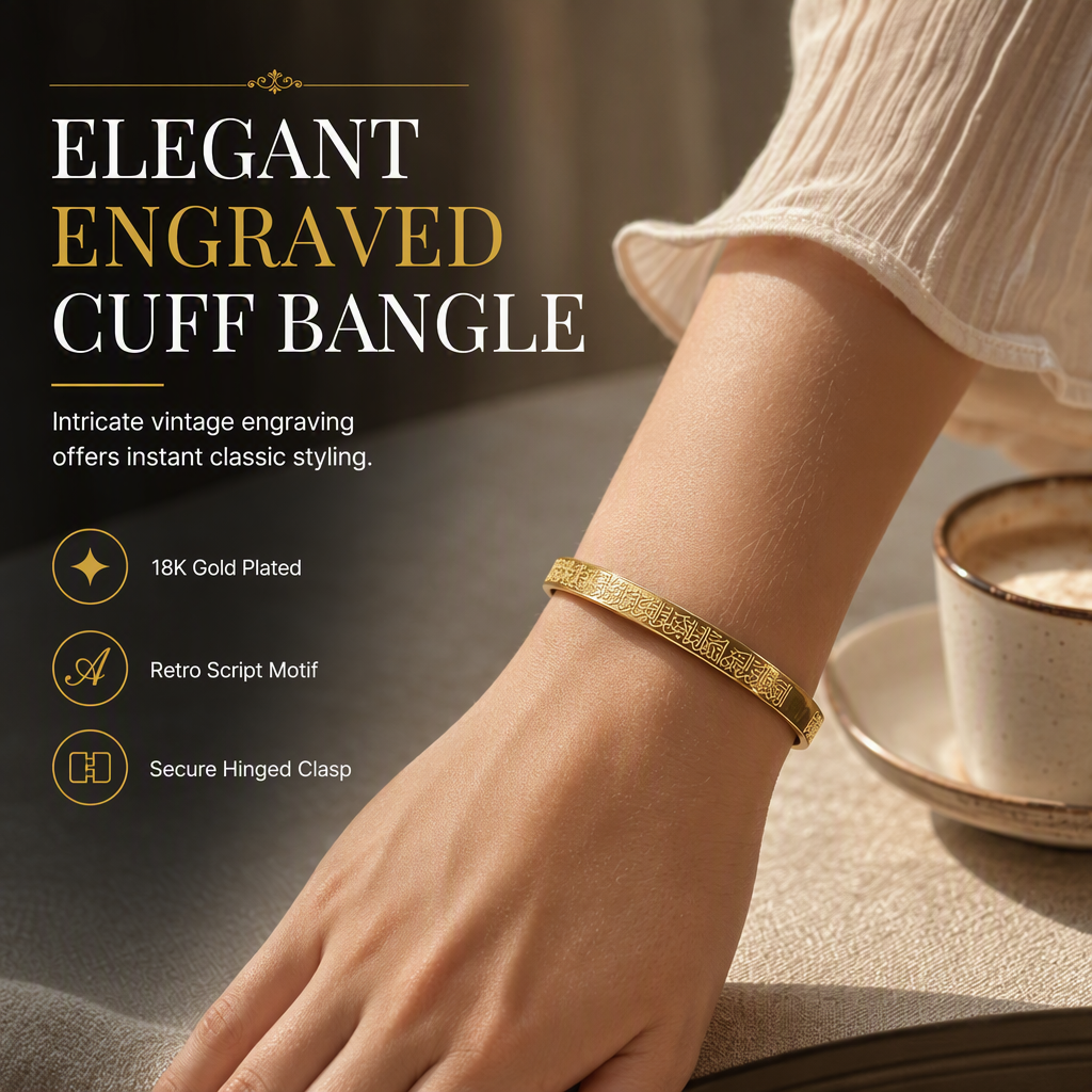 🌸 49% OFF NOW! 🌸18K Vacuum Plated Titanium Stainless Steel Bangle Bracelet with Engraved Text