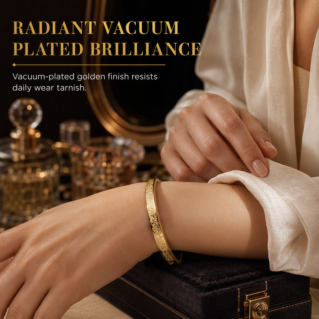 🌸 49% OFF NOW! 🌸18K Vacuum Plated Titanium Stainless Steel Bangle Bracelet with Engraved Text