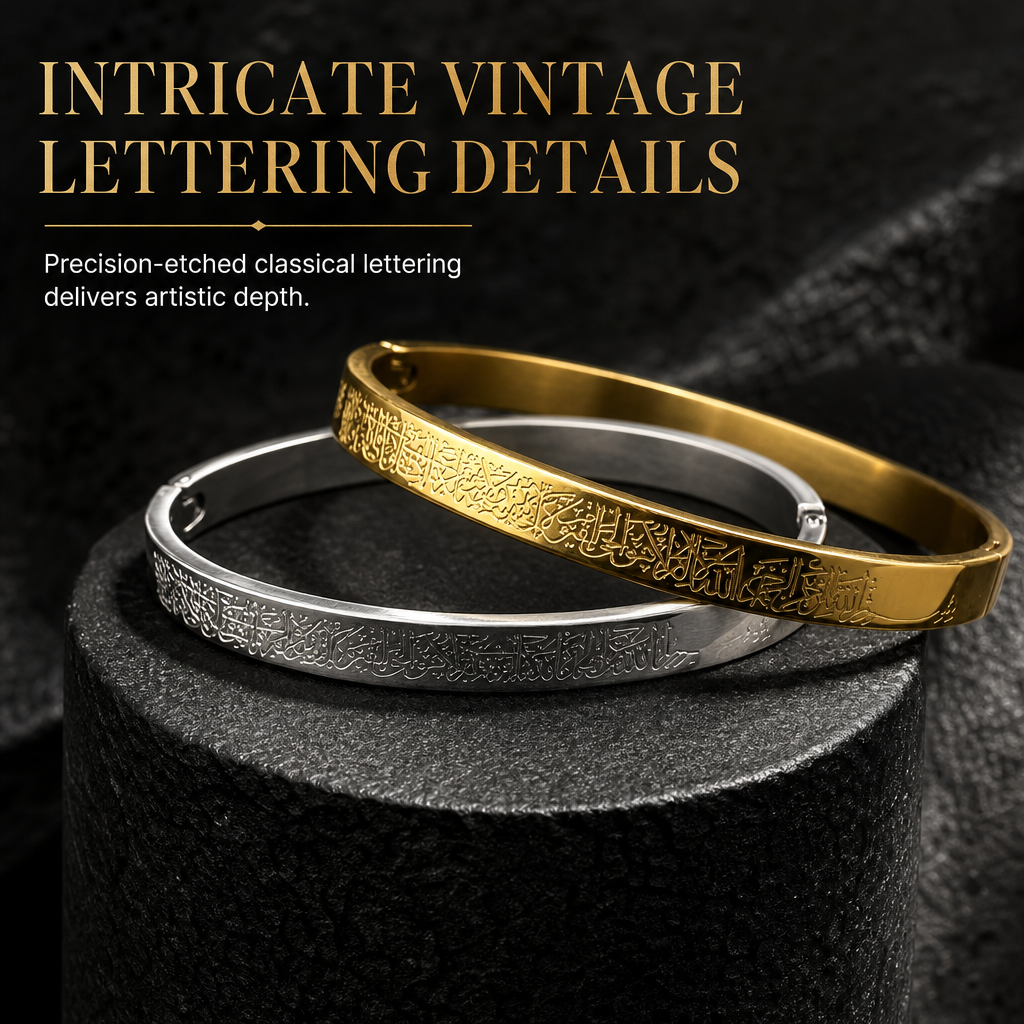 🌸 49% OFF NOW! 🌸18K Vacuum Plated Titanium Stainless Steel Bangle Bracelet with Engraved Text