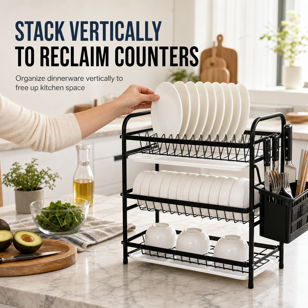 🏆LAST DAY 49% OFF🧑‍🍳Kitchen Countertop Dish Drying Rack and Bowl Plate Storage Organizer Shelf for Small Spaces