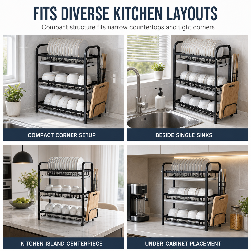 🏆LAST DAY 49% OFF🧑‍🍳Kitchen Countertop Dish Drying Rack and Bowl Plate Storage Organizer Shelf for Small Spaces