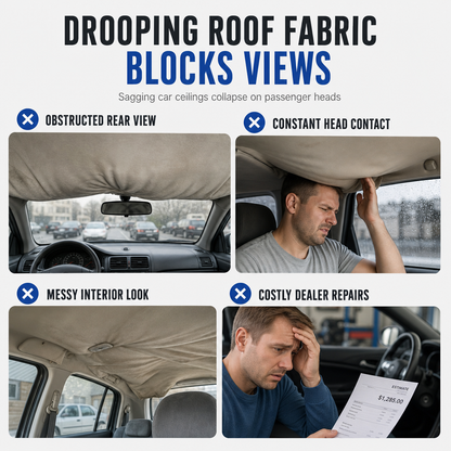 🚗 LIMITED-TIME 49% OFF 🔧 Car Headliner Repair Kit — Fix Sagging Roof Fabric, Snap Buttons & Rivets