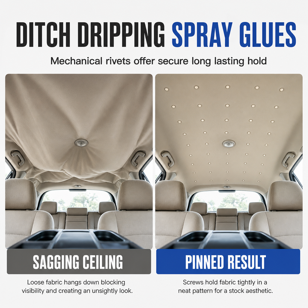 🚗 LIMITED-TIME 49% OFF 🔧 Car Headliner Repair Kit — Fix Sagging Roof Fabric, Snap Buttons & Rivets