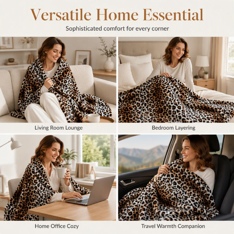 🏆LAST DAY 49% OFF🛋️Ultra-Soft Leopard Print Throw Blanket