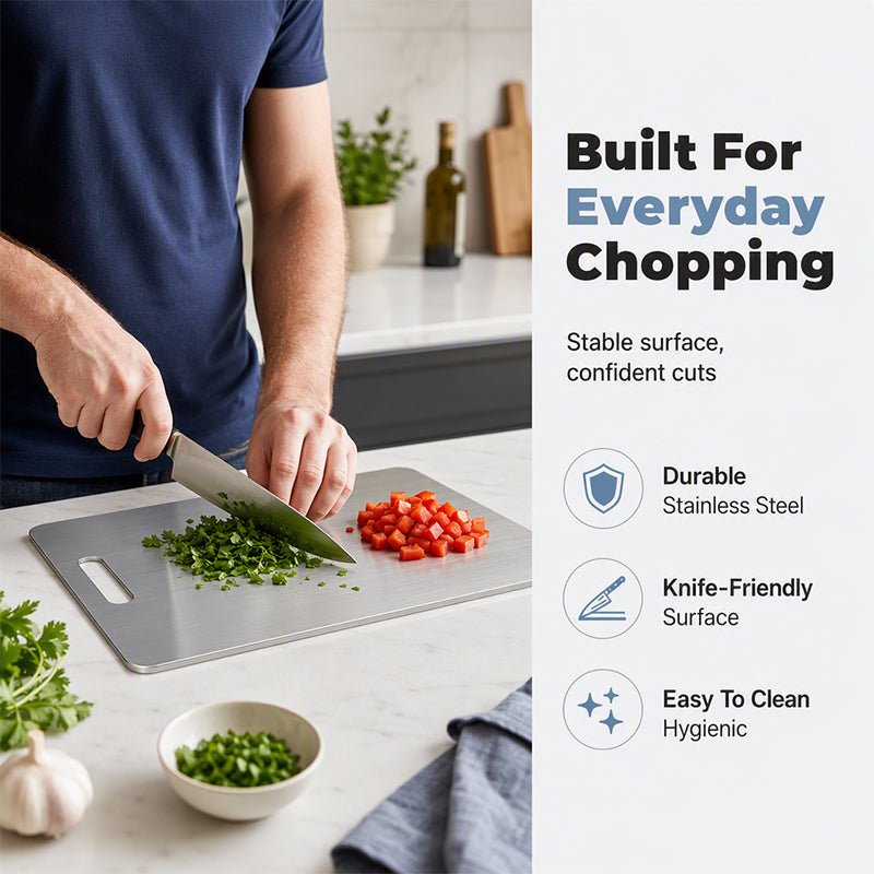 🔪🔥 49% OFF! Stainless Steel Double-Sided Cutting Board✨