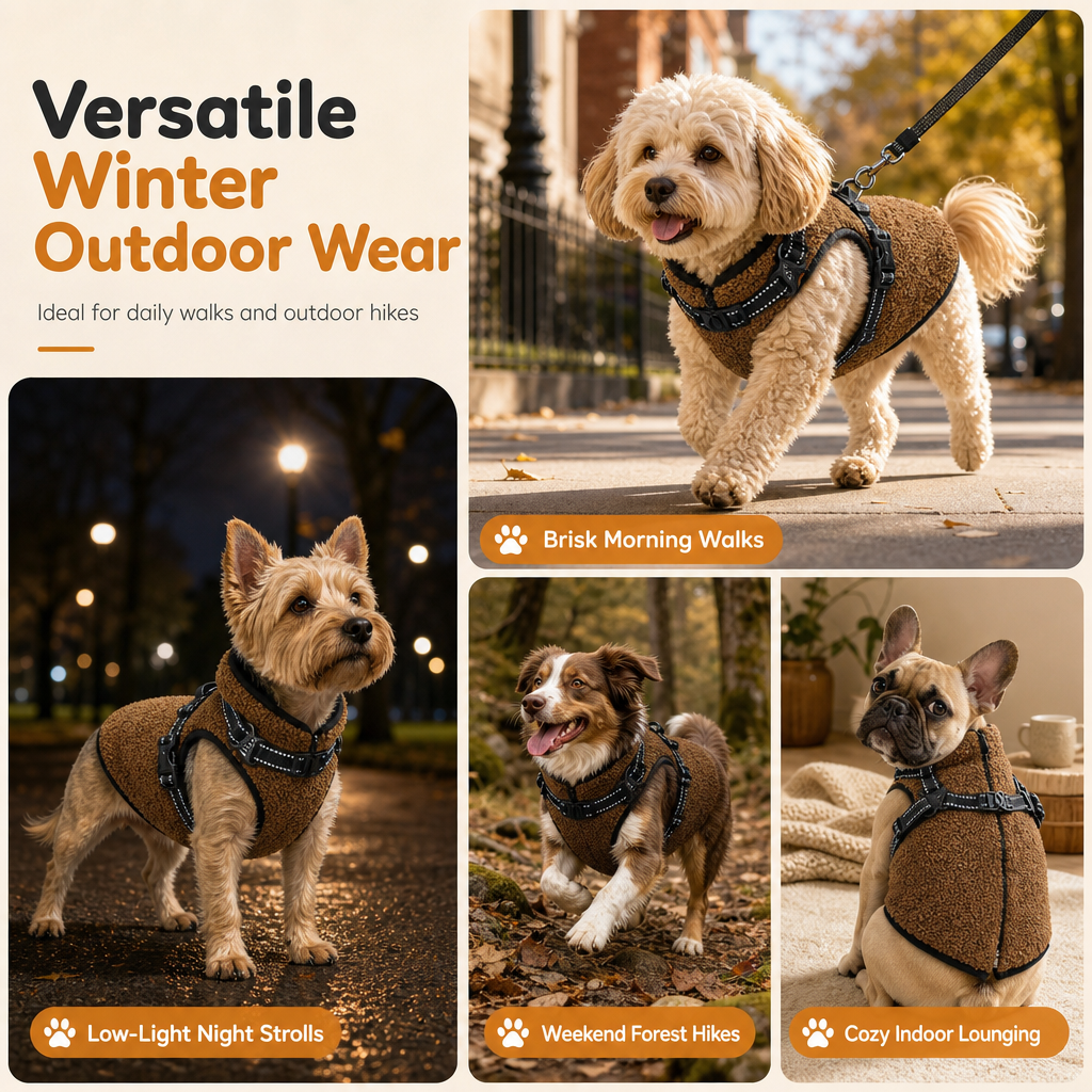 ⏳🔥LIMITED-TIME 49% OFF! ⏰Warm Winter Dog Coat with Reflective Strips and Harness for Small and Medium Dogs🐶❄️