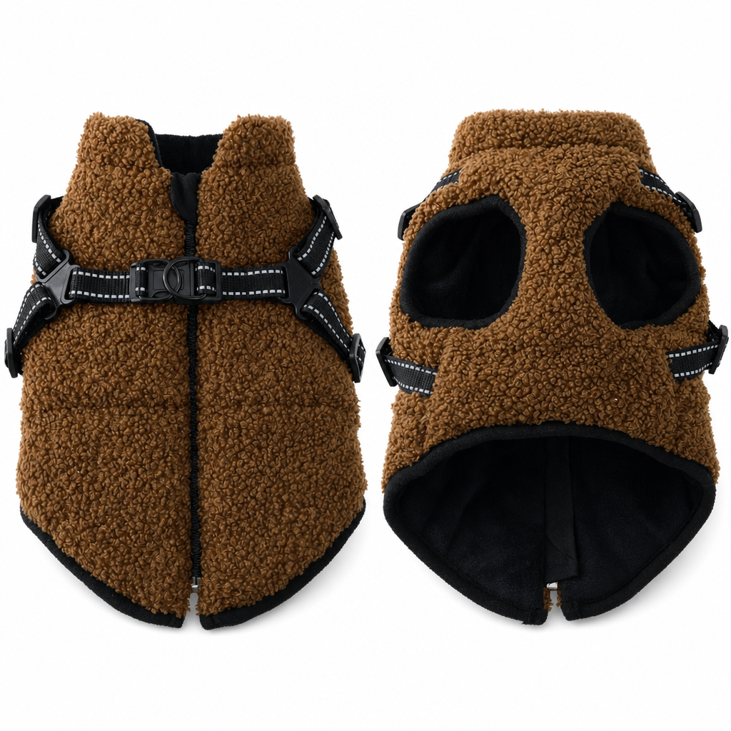 ⏳🔥LIMITED-TIME 49% OFF! ⏰Warm Winter Dog Coat with Reflective Strips and Harness for Small and Medium Dogs🐶❄️