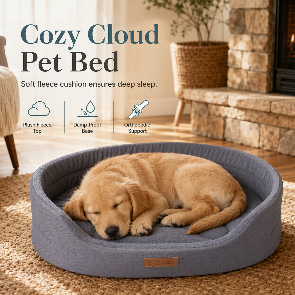 💤 Detachable Oval Pet Bed – Cozy, Moisture-Proof, Scratch Resistant ✨