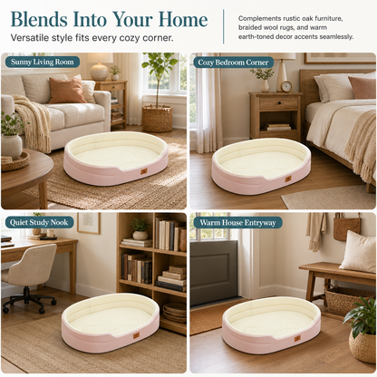 💤 Detachable Oval Pet Bed – Cozy, Moisture-Proof, Scratch Resistant ✨