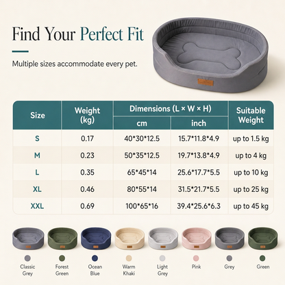 💤 Detachable Oval Pet Bed – Cozy, Moisture-Proof, Scratch Resistant ✨
