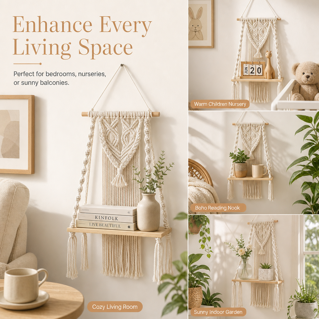 ⏳🔥LIMITED-TIME 49% OFF! ⏰Bohemian Handwoven Floating Shelf🌿