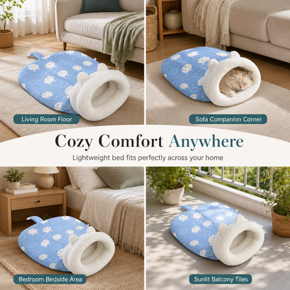 🐾 LIMITED-TIME 49% OFF! 🛏️ Semi Enclosed Warm Pet Sleeping Bag Bed – Windproof, Plush, Cozy 🌨️