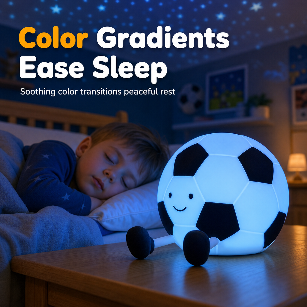 ⚽ Rechargeable Soccer Night Lights✨ – Eye-Caring Silicone Tap Lamp | Soft Glow, Cute Design | Perfect Nursery Lamp for Kids' Bedroom.