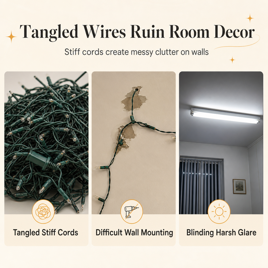 🏆LAST DAY 49% OFF💡144 LED Warm White Vine String Lights for Bedroom and Room Decoration