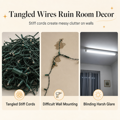 🏆LAST DAY 49% OFF💡144 LED Warm White Vine String Lights for Bedroom and Room Decoration