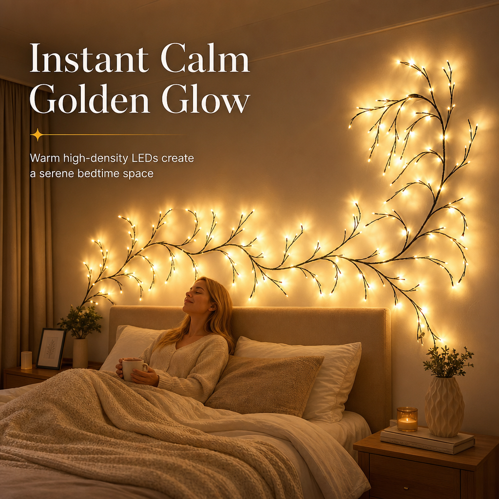 🏆LAST DAY 49% OFF💡144 LED Warm White Vine String Lights for Bedroom and Room Decoration
