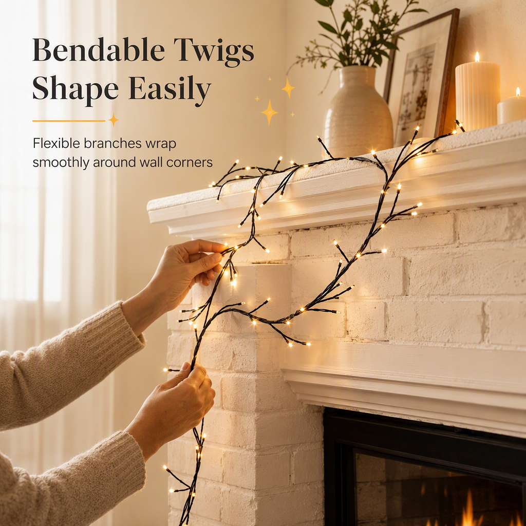 🏆LAST DAY 49% OFF💡144 LED Warm White Vine String Lights for Bedroom and Room Decoration