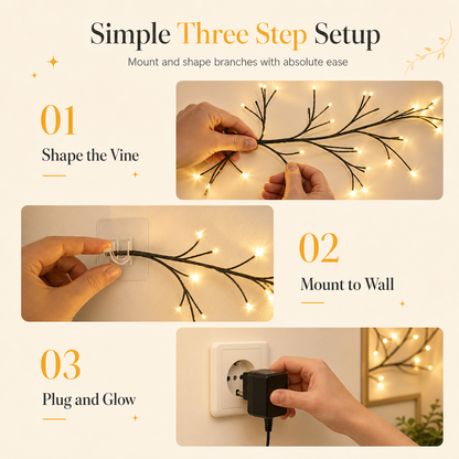 🏆LAST DAY 49% OFF💡144 LED Warm White Vine String Lights for Bedroom and Room Decoration