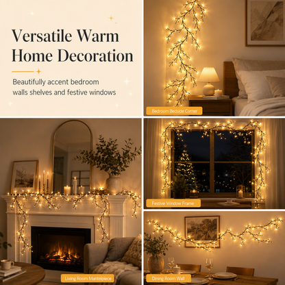 🏆LAST DAY 49% OFF💡144 LED Warm White Vine String Lights for Bedroom and Room Decoration