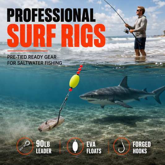📢📢49% OFF !! ⏰ Pre-Tied Surf Fishing Rigs: High-Buoyancy Floats, Forged Circle Hooks, 90lb Leader, Ready to Use