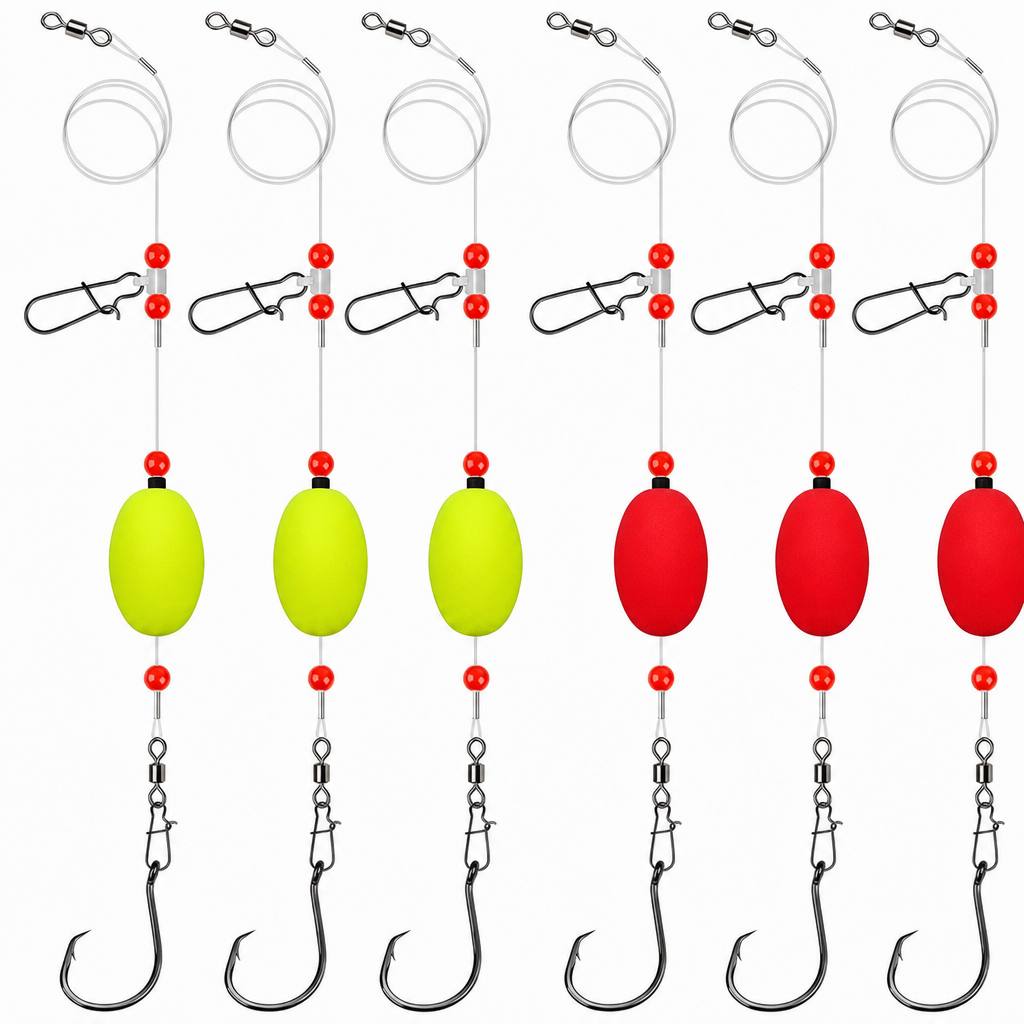 📢📢49% OFF !! ⏰ Pre-Tied Surf Fishing Rigs: High-Buoyancy Floats, Forged Circle Hooks, 90lb Leader, Ready to Use