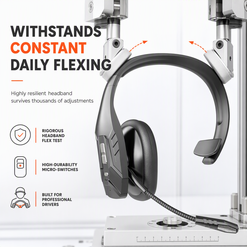 Wireless Bluetooth Call Center Headset with ENC Environmental Noise Cancellation and Auto Pairing for Customer Service and Truck Drivers