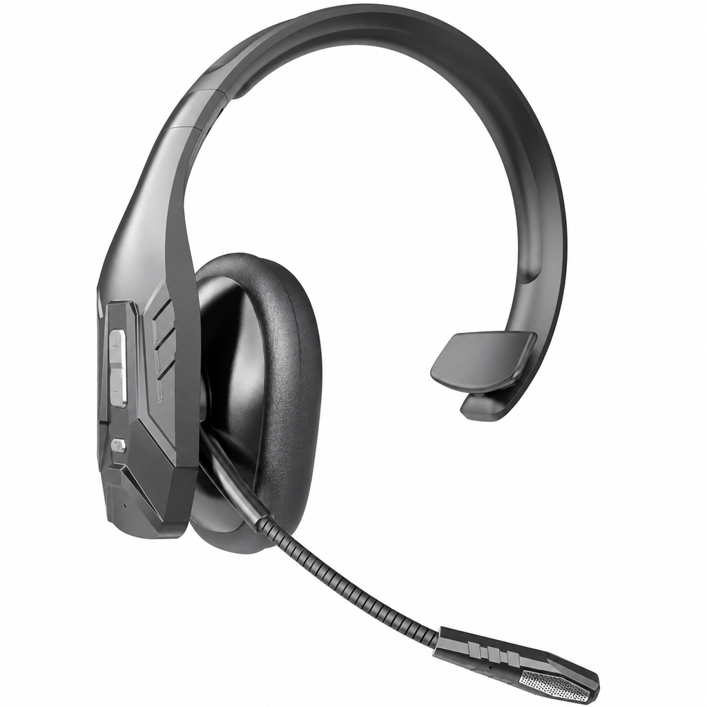 Wireless Bluetooth Call Center Headset with ENC Environmental Noise Cancellation and Auto Pairing for Customer Service and Truck Drivers