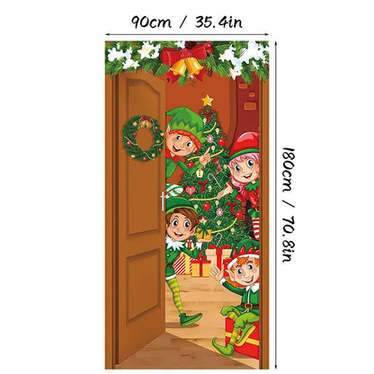 🏆LAST DAY 49% OFF🎄Christmas Door Cover For Instant Holiday Decor
