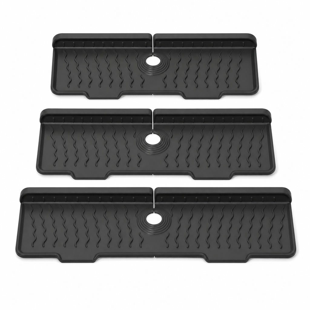 💧 LIMITED-TIME 49% OFF! 🧽 Food Grade Silicone Faucet Splash Guard Mat – Drain Fast, Flexible, Cuttable ✨