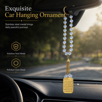 ⏳Limited-time 49% off⏰Stainless Steel Arabic Medallion Car Hanging Ornament with Blue Glass Chain🚗🏷️