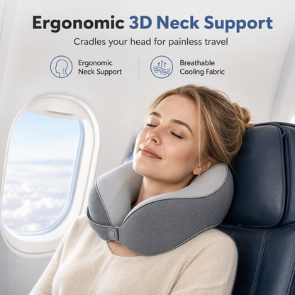 ⏳🔥LIMITED-TIME 49% OFF! ⏰Memory Foam U-Shaped Travel Neck Pillow with Ice Silk Cover and Magnetic Buckle for Portable Neck Support