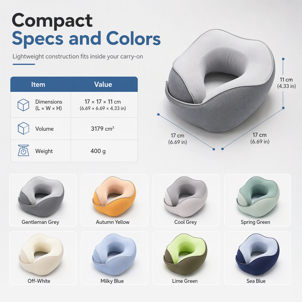 ⏳🔥LIMITED-TIME 49% OFF! ⏰Memory Foam U-Shaped Travel Neck Pillow with Ice Silk Cover and Magnetic Buckle for Portable Neck Support