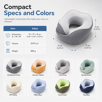 ⏳🔥LIMITED-TIME 49% OFF! ⏰Memory Foam U-Shaped Travel Neck Pillow with Ice Silk Cover and Magnetic Buckle for Portable Neck Support