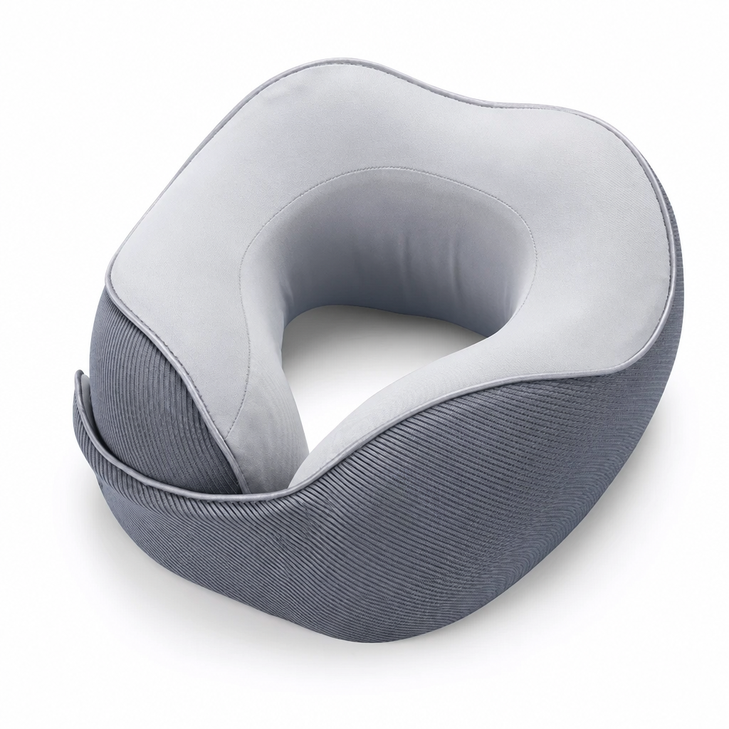 ⏳🔥LIMITED-TIME 49% OFF! ⏰Memory Foam U-Shaped Travel Neck Pillow with Ice Silk Cover and Magnetic Buckle for Portable Neck Support