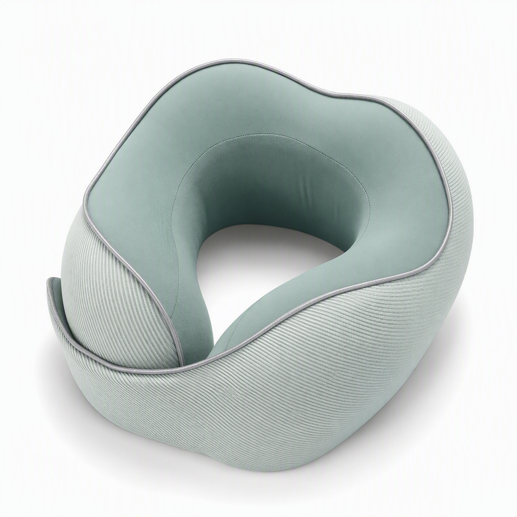 ⏳🔥LIMITED-TIME 49% OFF! ⏰Memory Foam U-Shaped Travel Neck Pillow with Ice Silk Cover and Magnetic Buckle for Portable Neck Support