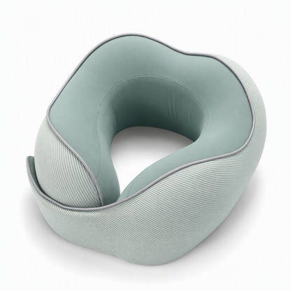 ⏳🔥LIMITED-TIME 49% OFF! ⏰Memory Foam U-Shaped Travel Neck Pillow with Ice Silk Cover and Magnetic Buckle for Portable Neck Support