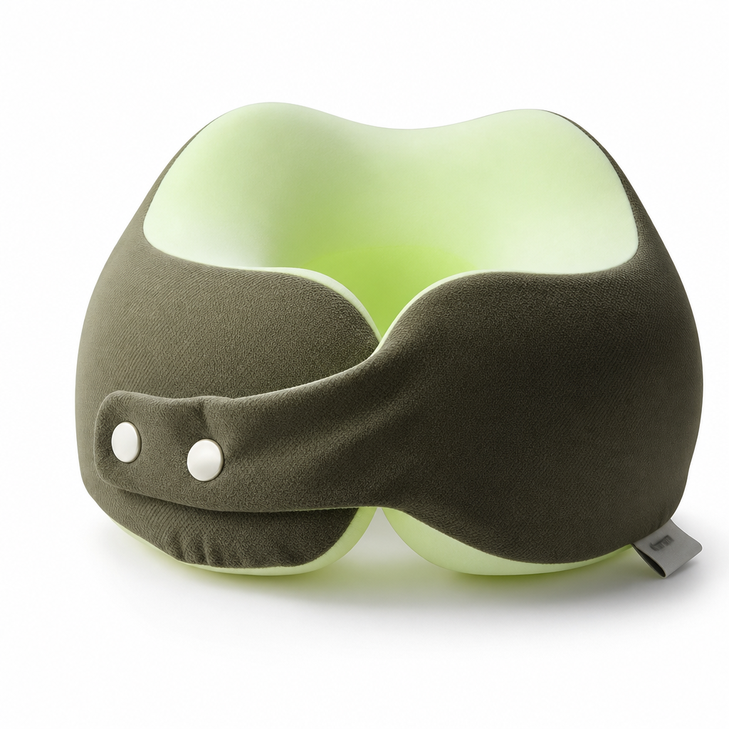 ⏳🔥LIMITED-TIME 49% OFF! ⏰Memory Foam U-Shaped Travel Neck Pillow with Ice Silk Cover and Magnetic Buckle for Portable Neck Support