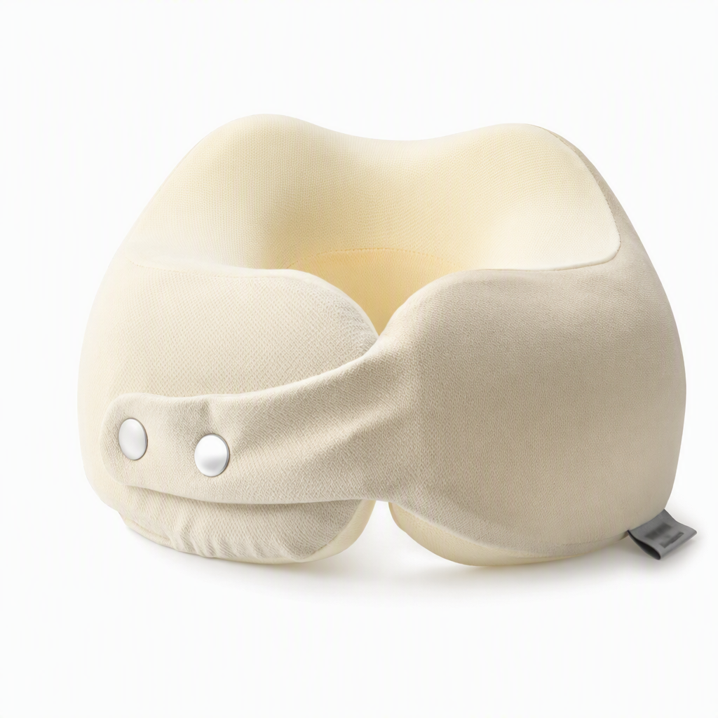 ⏳🔥LIMITED-TIME 49% OFF! ⏰Memory Foam U-Shaped Travel Neck Pillow with Ice Silk Cover and Magnetic Buckle for Portable Neck Support